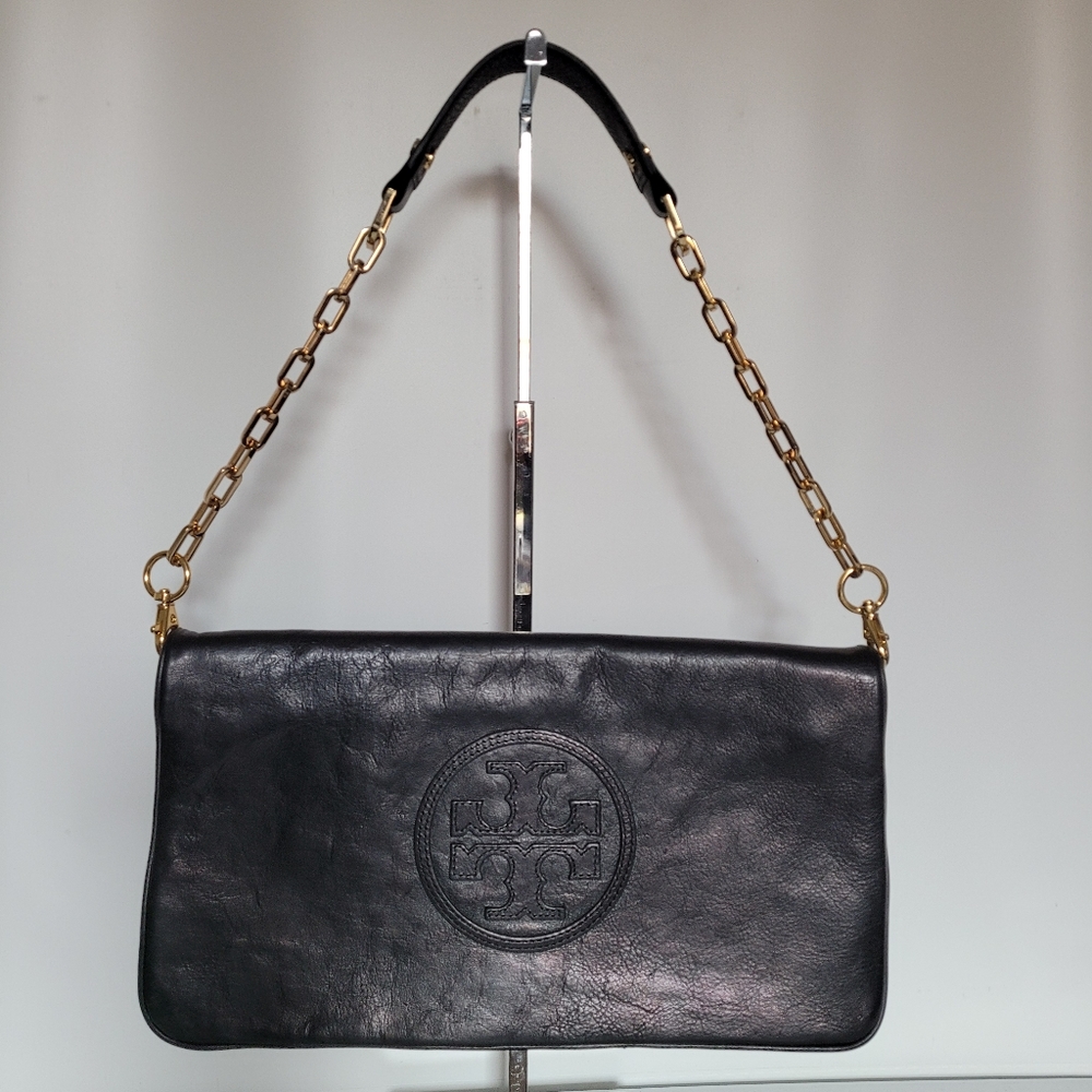 Tory Burch Reva Clutch or Shoulder fold over Bag w removable strap